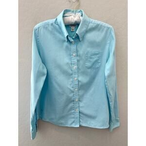 LILLY PULITZER Light Blue Button Down Shirt Cotton Long Sleeve Oxford | Size 4